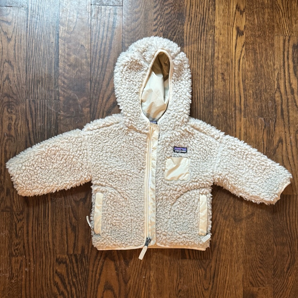 Patagonia Baby Retro-X Sherpa Jacket 12-18M Cream Hooded Fleece